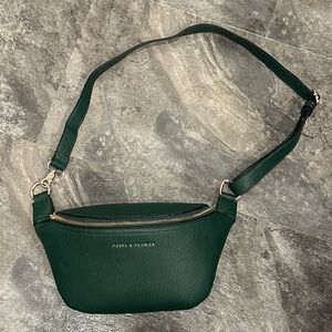 Poppy and Peonies Green Crossbody Bag